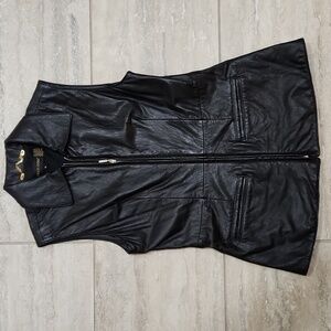 Classiques Entier Nordstrom Black Soft Leather Zip-Up Vest Women's M Vintage